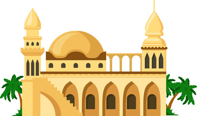 Mosque building with dome and minarets in flat style © WinWin