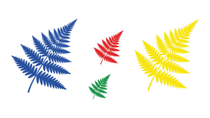 Colorful fern leaves displayed in a vibrant and contrasting arrangement © Shahin Studio
