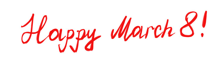 Fototapeta premium Handdrawn Happy 8 March Text Made of Flowers Isolated on Transparent