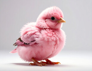 a chick with pink feathers