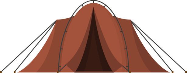 Brown camping tent illustration representing outdoor adventure activity © WinWin