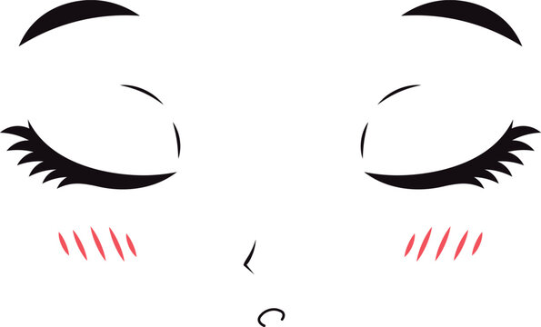 Anime face blushing with closed eyes