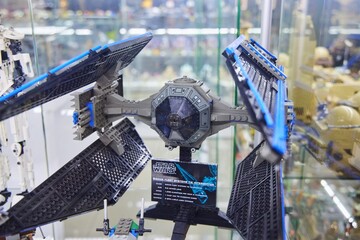 Naklejka premium Moscow, Russia. - June 23, 2025: Lego construction kit, old models. Collection of the famous toy series