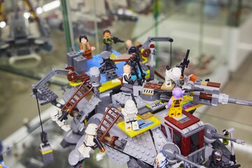 Naklejka premium Moscow, Russia. - June 23, 2025: Lego construction kit, old models. Collection of the famous toy series