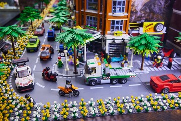 Naklejka premium Moscow, Russia. - June 23, 2025: Lego construction kit, old models. Collection of the famous toy series