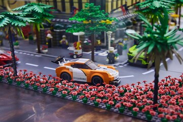 Naklejka premium Moscow, Russia. - June 23, 2025: Lego construction kit, old models. Collection of the famous toy series