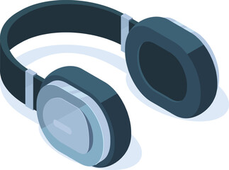 Plakat Isometric headphones representing sound and music technology