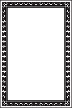 Vector monochrome black square Yakut ornament. An endless rectangular border, a frame of the northern peoples of the Far East.