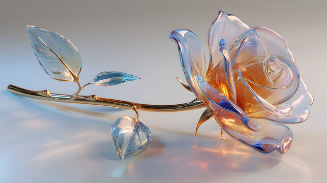 Glass rose with golden stem