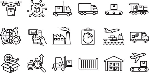 Logistics and transportation icons set © GraphicGrove