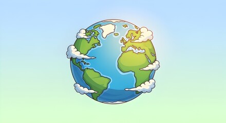 Fototapeta premium A colorful illustration of the Earth from space showcasing continents and clouds