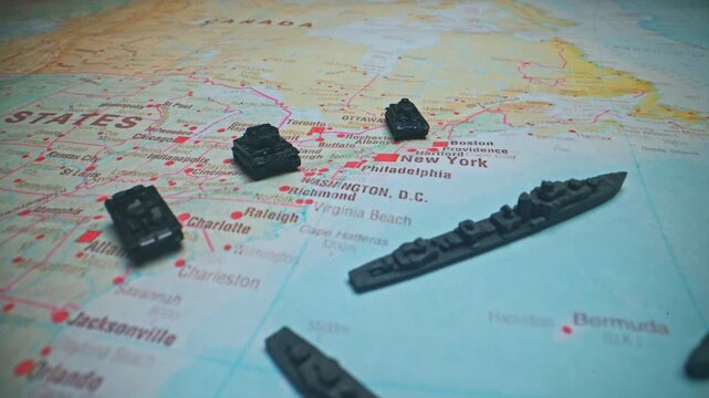 United States global military power and national security on map.