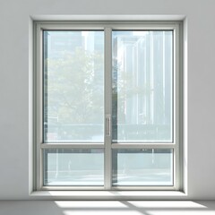 Modern window with city view in minimalist room