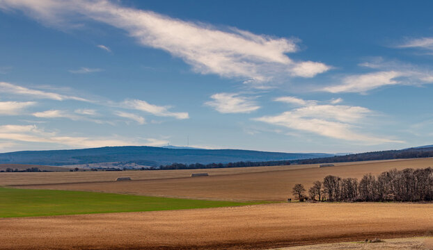 The air is humid in the Bakony Mountains, with Kab Mountain in the background.