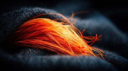 Naklejka premium Vibrant Saffron Threads Arranged Delicately on Dark Textured Background for Culinary Inspiration
