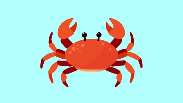 2D Animated Red Crab with Big Claws for Beach Ocean Theme Loop