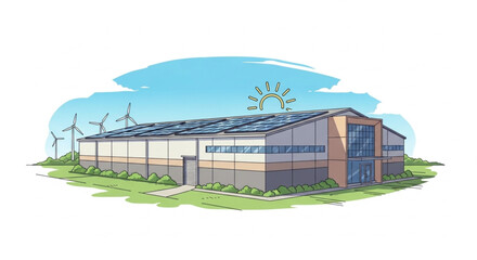 Fototapeta premium Modern Greenhouse with Solar Panels.