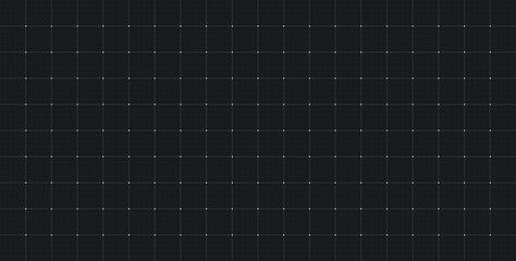 Grid pattern on black paper. Black dots and lines grid texture. Graph for notebook. Vector illustration.