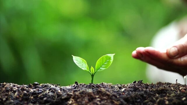 reforestation planting person close up gardening sapling ecology concept HD backgrounds footage