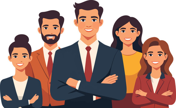 business, squadra, persone, uomo, donna, gruppi, uomini d'affari, uffici, lavoro d'equipe, addicersi a, lavoro, persona, partenariato, vettoriale, avatar, di successo, successo, sorriso, illustrazione