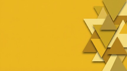Golden Triangles Abstract Geometric Design on Sunny Yellow Background.