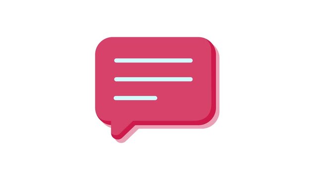 Animated Speech Bubble with Lines - Flat Vector 4K Loop
