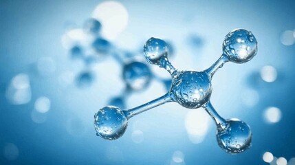 A close-up of the most basic molecule water in blue