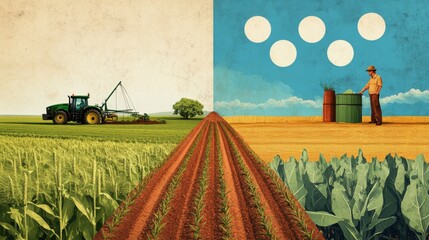 A collage of four icons representing agricultural technology