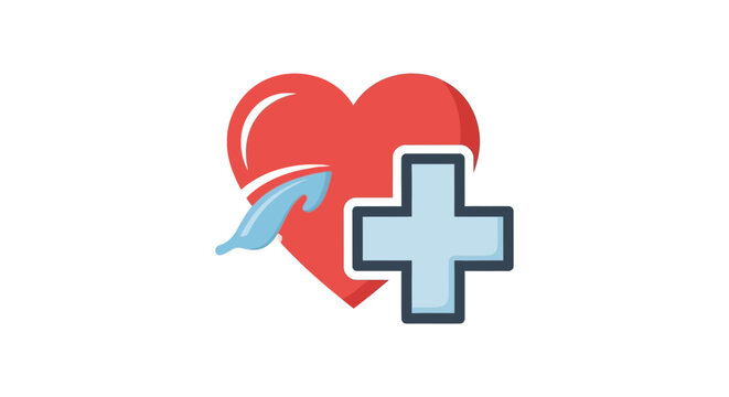 Heart Health & Emotional Support Icon with Medical Cross
