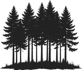 Fototapeta premium Forest Silhouette Black and White Vector Illustration
