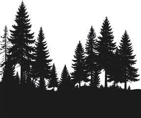 Fototapeta premium Forest Silhouette Black and White Vector Illustration