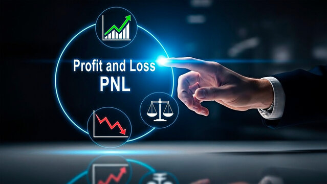 Profit and Loss PNL concept of Business with high tech interface.