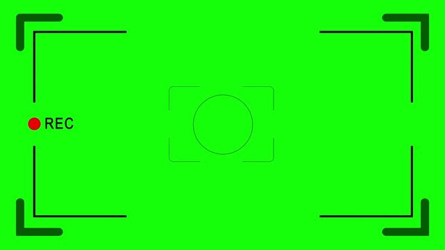 Mobile camera recorder interface loops cleanly on green background. Designed for compositing. Ideal for social video projects.