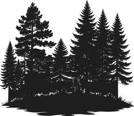 Fototapeta premium Forest Silhouette Black and White Vector Illustration
