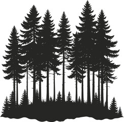 Fototapeta premium Forest Silhouette Black and White Vector Illustration
