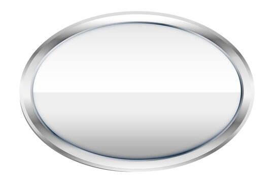 Modern shiny oval button with metallic frame isolated design transparent background