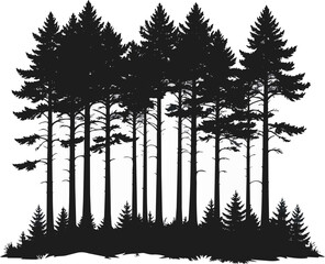 Fototapeta premium Forest Silhouette Black and White Vector Illustration