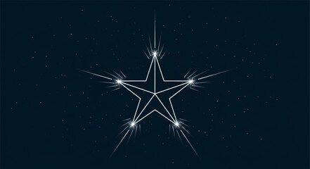 Glowing Star Shape with Sparkles on Dark Background. © Empik