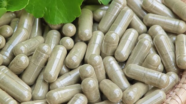 Asiatic pennywort. Centella asiatica capsules.