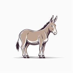 Fototapeta premium Charming hand-drawn illustration of a humble donkey standing gracefully with character