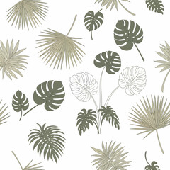 Tropical Palm Leaves Pattern On White Background. © KMB