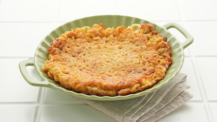 Martabak Mie, made from noodles mixed with eggs, leeks then fried