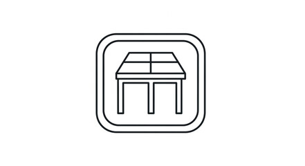 Fototapeta premium Simple line drawing of a ping pong table icon.