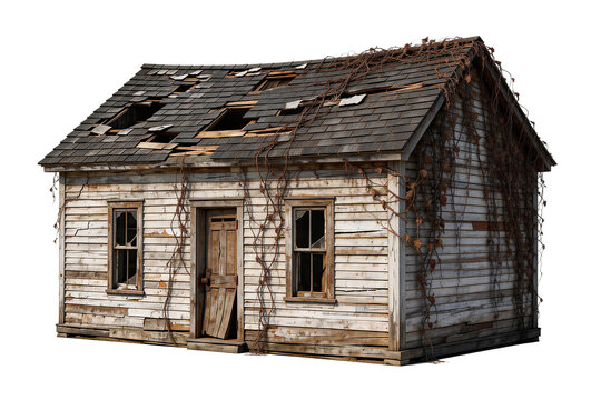 Abandoned Wooden House with Overgrown Vines