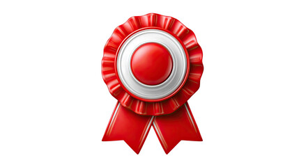 Celebration Badge: A visually striking red award badge with a detailed rosette design and elegant ribbons, symbolizing high honor and superior achievement.