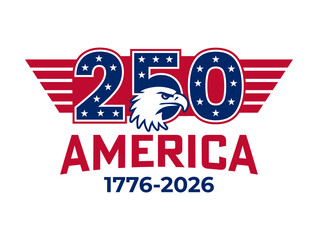 America 250 Anniversary Vector with Eagle and Patriotic Wings 1776&ndash;2026