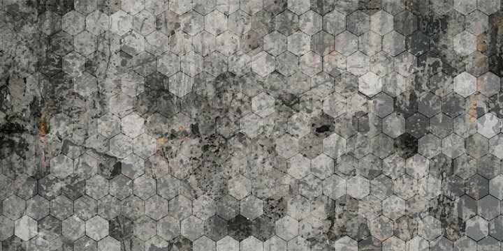 Old gray grey anthracite black worn vintage shabby damask patchwork hexagonal hexagon motif tiles tile mosaic stone concrete cement wall texture background banner