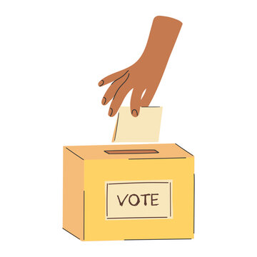 Hand Casting Ballot in Vote Box Illustration