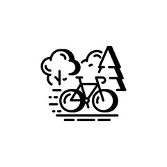 Bicycle forest cycling and outdoor nature ride icon