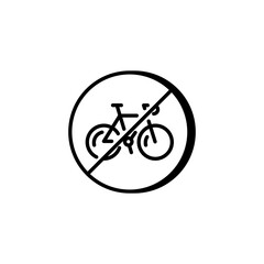 No bicycle prohibition sign, restricted cycling area icon